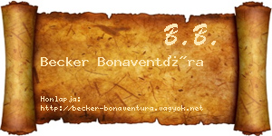 Becker Bonaventúra névjegykártya